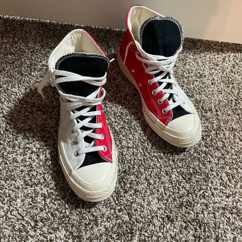 Red and Black High-Top Converse